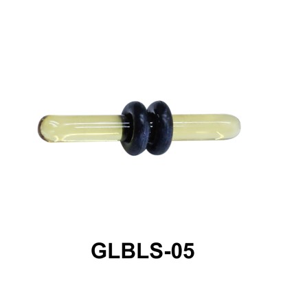 Glass Barbell with Two Black Rubber Ring Outer GLBLS-05
